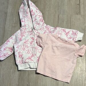 Floral Pink Hoodie and T-Shirt Set